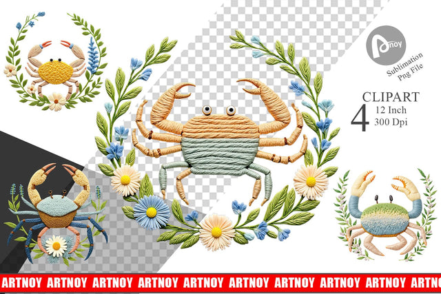 Hermit Crab Embroidery Clipart Sublimation artnoy 