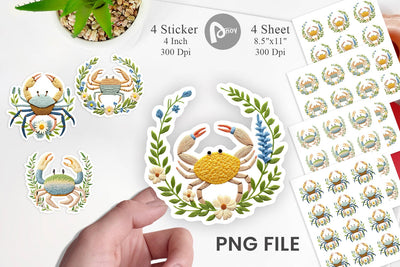 Hermit Crab Embroidery Sticker Sublimation artnoy 