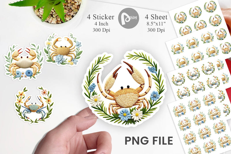 Hermit Crab Embroidery Sticker Sublimation artnoy 