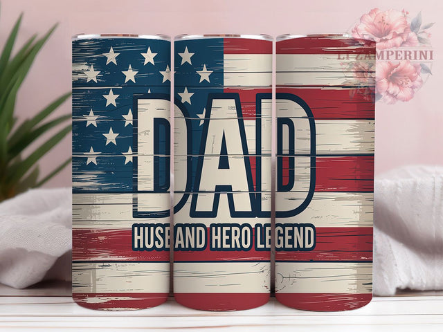 Hero Dad Patriotic Father's Day Gift Tumbler, American Flag Tumbler, Hero Dad Cup Design, Husband Hero Legend PNG, 20oz Sublimation Wrap, Patriotic Dad Gift, Father's Day Tumbler Sublimation Li Zamperini 
