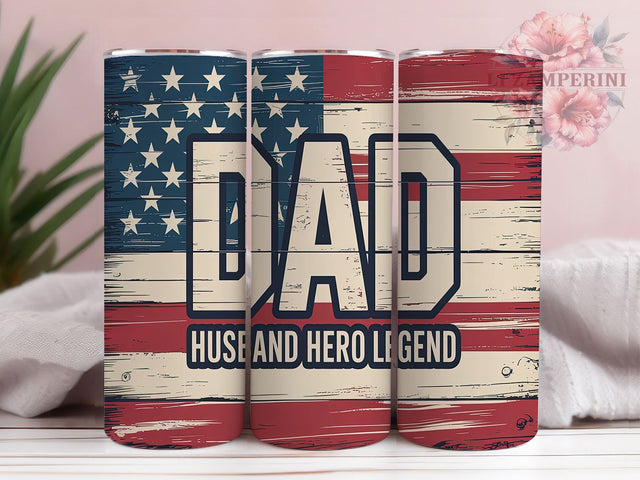 Hero Dad Patriotic Father's Day Gift Tumbler, American Flag Tumbler, Hero Dad Cup Design, Husband Hero Legend PNG, 20oz Sublimation Wrap, Patriotic Dad Gift, Father's Day Tumbler Sublimation Li Zamperini 