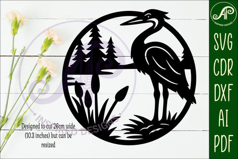 Heron bird wall sign svg laser cut file SVG APInspireddesigns 