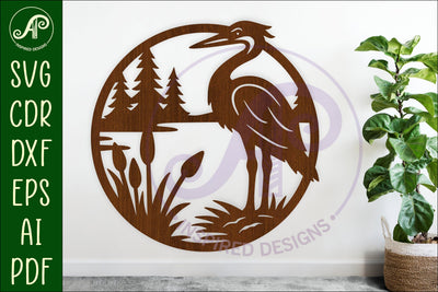 Heron bird wall sign svg laser cut file SVG APInspireddesigns 