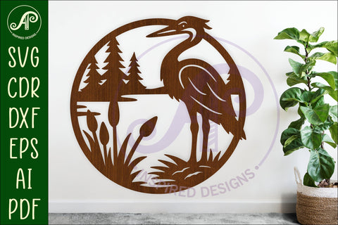 Heron bird wall sign svg laser cut file SVG APInspireddesigns 