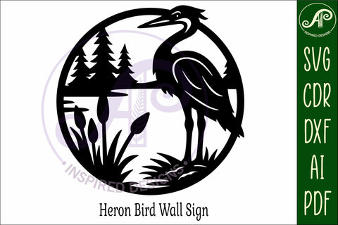 Heron bird wall sign svg laser cut file SVG APInspireddesigns 
