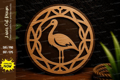 Heron Circle Frame Laser Cut Svg Design SVG Regulrcrative 