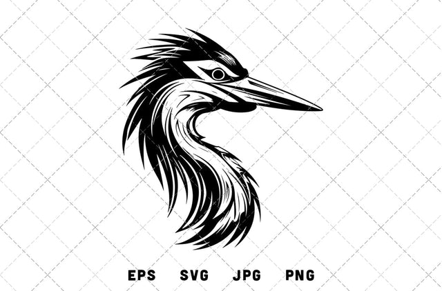 Heron Head Mascot Graphics - JPG, SVG, PNG, EPS - Digital Download with Commercial License for Cricut, Silhouette, Scan N Cut Crafting SVG Loveleen Kaur 