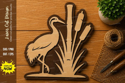 Heron Reeds Nature Laser Cut SVG File SVG Regulrcrative 