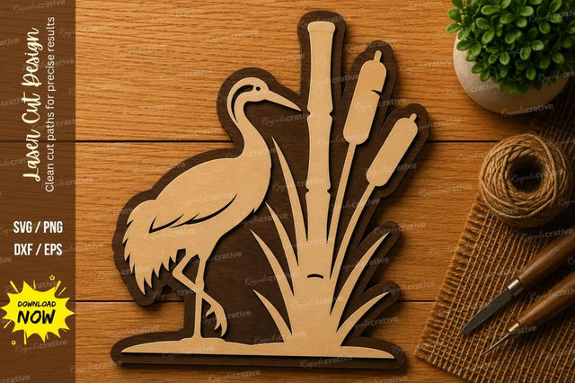 Heron Reeds Nature Laser Cut SVG File SVG Regulrcrative 