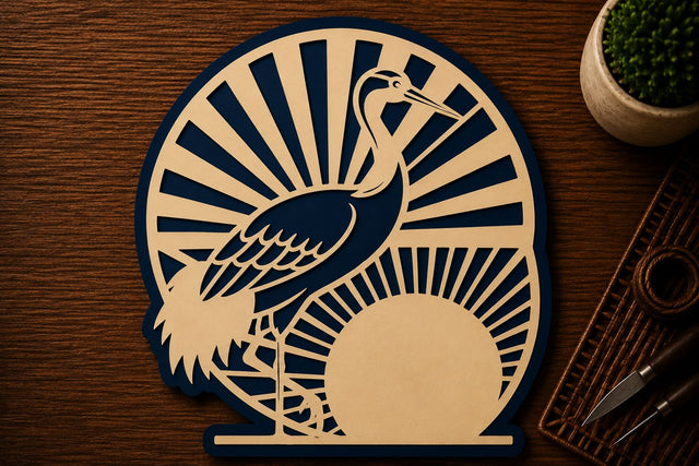 Heron Sunrise Nature Scene Laser Cut SVG File SVG Regulrcrative 