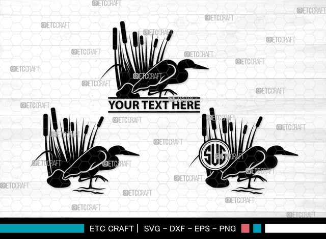 Heron SVG, Heron Silhouette, Bird Svg, Heron Reeds Svg, Lake Reeds Svg, Water Svg, Black Heron Svg, Animal Svg, Heron SVG ETC Craft 