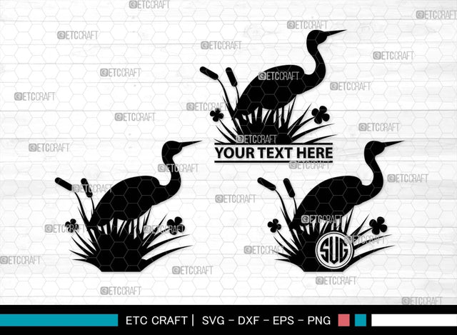 Heron SVG, Heron Silhouette, Bird Svg, Heron Reeds Svg, Lake Reeds Svg, Water Svg, Black Heron Svg, Animal Svg, Heron SVG ETC Craft 