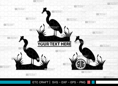 Heron SVG, Heron Silhouette, Bird Svg, Heron Reeds Svg, Lake Reeds Svg, Water Svg, Black Heron Svg, Animal Svg, Heron SVG ETC Craft 