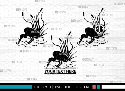 Heron SVG, Heron Silhouette, Bird Svg, Heron Reeds Svg, Lake Reeds Svg, Water Svg, Black Heron Svg, Animal Svg, Heron SVG ETC Craft 