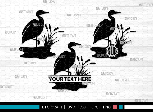 Heron SVG, Heron Silhouette, Bird Svg, Heron Reeds Svg, Lake Reeds Svg, Water Svg, Black Heron Svg, Animal Svg, Heron SVG ETC Craft 