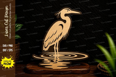 Heron Water Bird Laser Cut Svg Design SVG Regulrcrative 