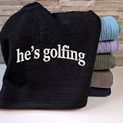 He's Golfing Embroidery Design – Funny Golf Saying Minimalist Typography Machine Embroidery File Embroidery/Applique DESIGNS PatternFeed8 