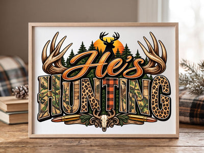 Hes Hunting Camo Antler PNG SVG artprintfile 