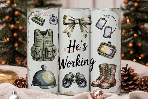 He's Working 20oz Tumbler Wrap Sublimation DesignSVG 