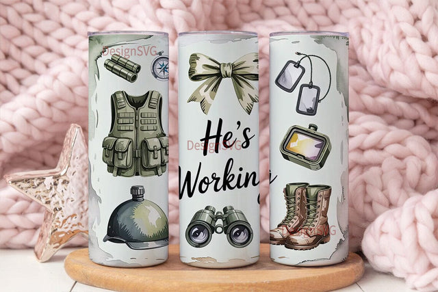 He's Working 20oz Tumbler Wrap Sublimation DesignSVG 