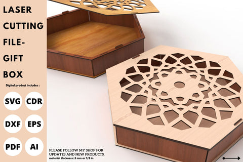 Hexagon Gift box and Nuts Box | laser cut file | svg paper cut | cricut | glowforge file SVG tofigh4lang 