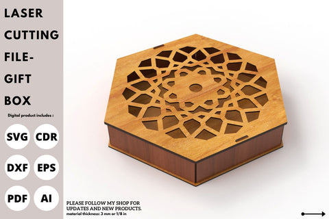 Hexagon Gift box and Nuts Box | laser cut file | svg paper cut | cricut | glowforge file SVG tofigh4lang 