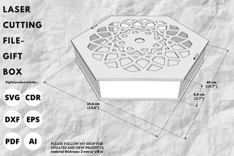 Hexagon Gift box and Nuts Box | laser cut file | svg paper cut | cricut | glowforge file SVG tofigh4lang 
