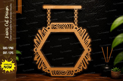 Hexagon Hanging Frame Laser Cut Svg Design SVG Regulrcrative 