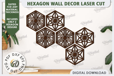 Hexagon Wall Decor Laser Cut. Hexagon Home Decor SVG SVG Evgenyia Guschina 