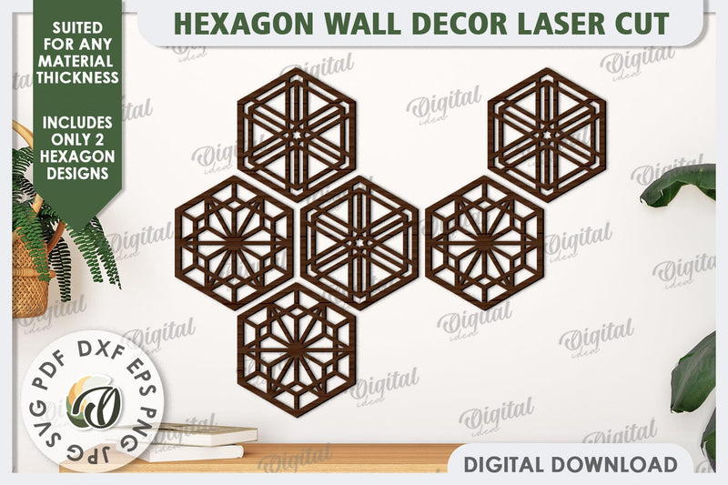 Hexagon Wall Decor Laser Cut. Hexagon Home Decor SVG SVG Evgenyia Guschina 