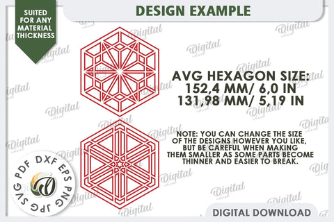 Hexagon Wall Decor Laser Cut. Hexagon Home Decor SVG SVG Evgenyia Guschina 