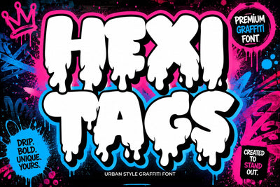 Hexitags – 3D Dripping Graffiti Font Font Mozzatype 