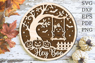 Hey Boo Ghost Halloween Laser Cut SVG SVG Rupkotha 
