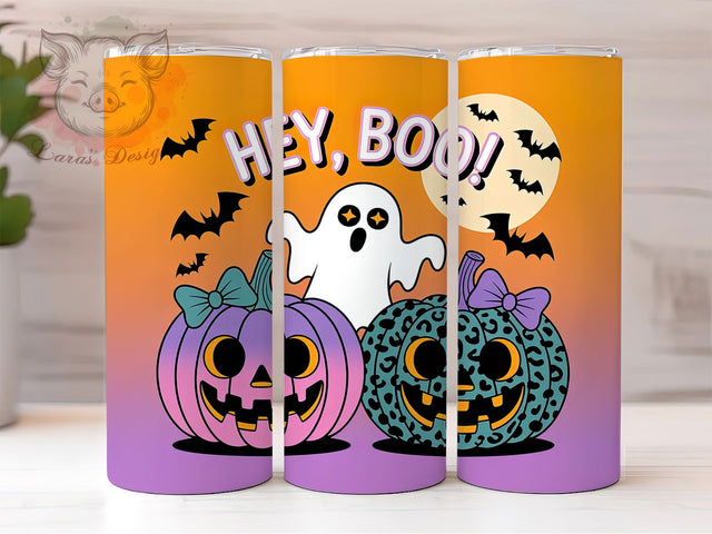 Hey Boo Pumpkin Ghost Halloween Tumbler, Pumpkin Ghost Wrap, Fall Halloween Cup, Cute Ghost Sublimation, 20oz Tumbler Wrap, Autumn Halloween Drinkware, Spooky Pumpkin Cup Sublimation Lara' s Designs 