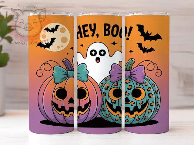 Hey Boo Pumpkin Ghost Halloween Tumbler, Pumpkin Ghost Wrap, Fall Halloween Cup, Cute Ghost Sublimation, 20oz Tumbler Wrap, Autumn Halloween Drinkware, Spooky Pumpkin Cup Sublimation Lara' s Designs 