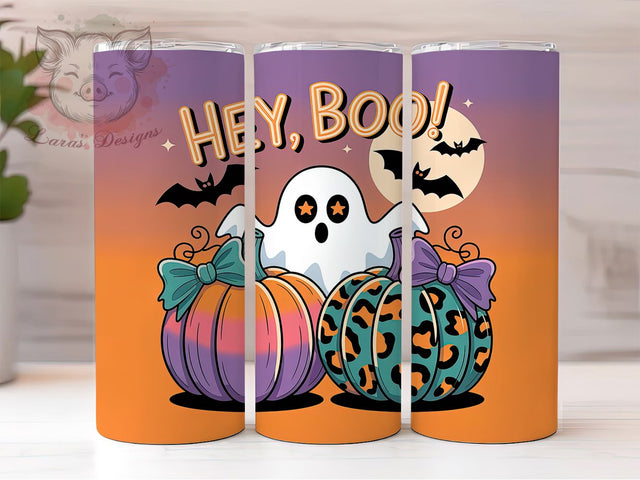 Hey Boo Pumpkin Ghost Halloween Tumbler, Pumpkin Ghost Wrap, Fall Halloween Cup, Cute Ghost Sublimation, 20oz Tumbler Wrap, Autumn Halloween Drinkware, Spooky Pumpkin Cup Sublimation Lara' s Designs 