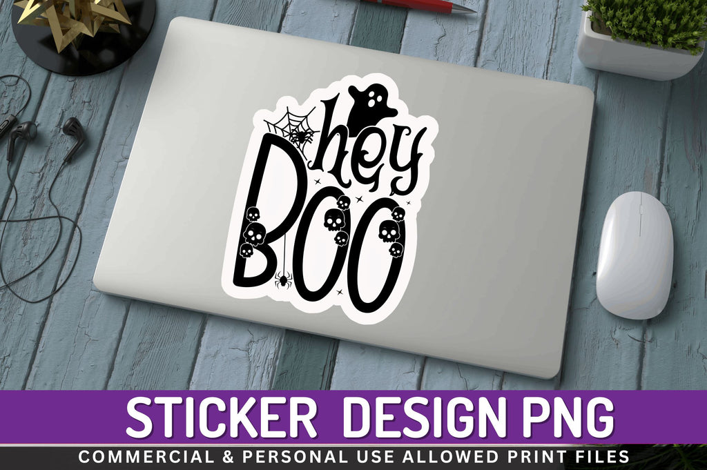 Hey boo Stickers Design - So Fontsy