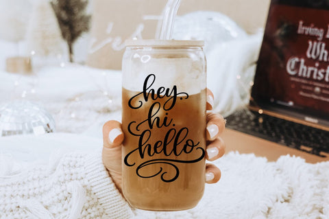 Hey Hi Hello SVG | Farmhouse Hello Sign SVG | Entryway Sign Cut File SVG Pickled Thistle Creative 