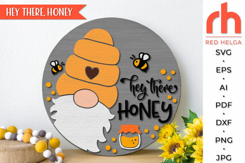 Hey There Honey SVG, Spring Door Sign DXF, Bee Silhouette SVG RedHelgaArt 