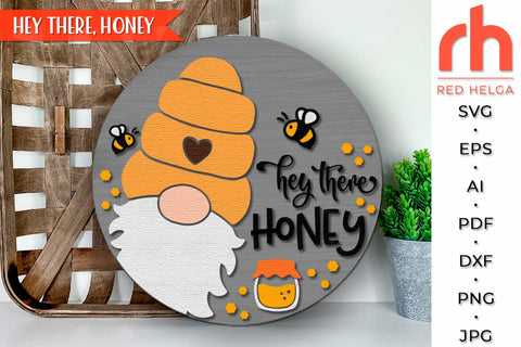 Hey There Honey SVG, Spring Door Sign DXF, Bee Silhouette SVG RedHelgaArt 