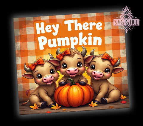 Hey There Pumpkin 20oz Tumbler Wrap Sublimation Design, Straight Tapered Tumbler Wrap, Fall Highland Cows Tumbler Png, Instant Digital Download Sublimation SvggirlplusArt 