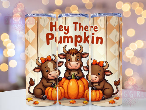 Hey There Pumpkin 20oz Tumbler Wrap Sublimation Design, Straight Tapered Tumbler Wrap, Fall Highland Cows Tumbler Png, Instant Digital Download Sublimation SvggirlplusArt 