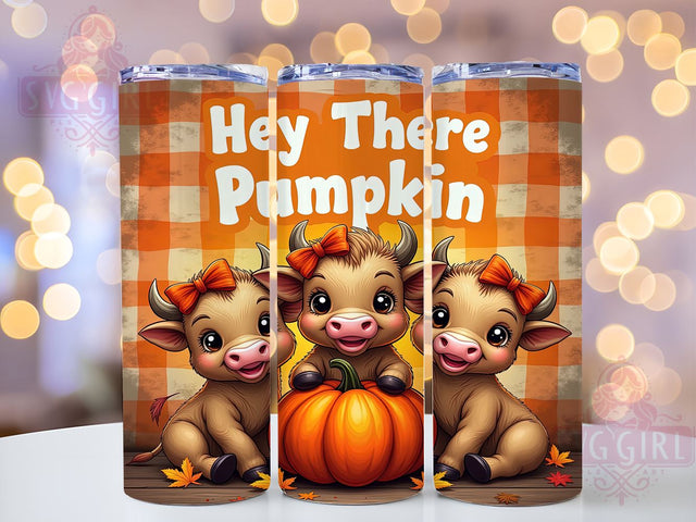 Hey There Pumpkin 20oz Tumbler Wrap Sublimation Design, Straight Tapered Tumbler Wrap, Fall Highland Cows Tumbler Png, Instant Digital Download Sublimation SvggirlplusArt 
