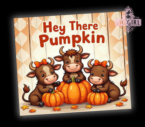 Hey There Pumpkin 20oz Tumbler Wrap Sublimation Design, Straight Tapered Tumbler Wrap, Fall Highland Cows Tumbler Png, Instant Digital Download Sublimation SvggirlplusArt 