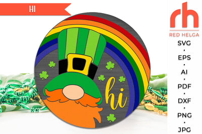 Hi Leprechaun SVG, Layered St. Patrick's Day Door Sign DXF SVG RedHelgaArt 