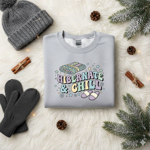 Hibernate and Chill PNG, Winter Quote PNG, Cozy Sublimation Design, Funny Winter Clipart, Cold Weather PNG for Shirts, Mugs, Winter Png SVG TiffsCraftyCreations 