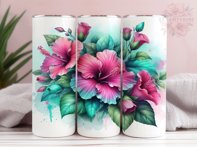 Hibiscus 20oz Tumbler Wrap PNG, Hawaiian Tumbler Png, Straight & Tapered Tumbler Wrap, Instant Digital Download Sublimation Li Zamperini 