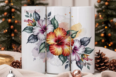 Hibiscus Bloom 20oz Tumbler Wrap Sublimation DesignSVG 