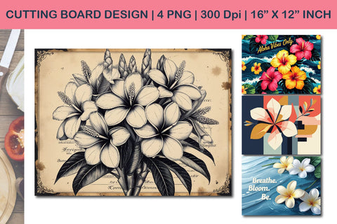 Hibiscus cutting board, tropical flower kitchen decor Sublimation Paper Switch 