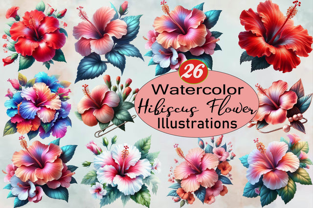 Hibiscus Flower Sublimation Clipart Bundle Sublimation SVGArt 